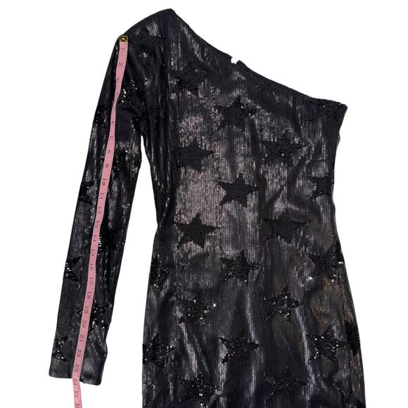 RtA Edie Black One Shoulder Sequin Mini Dress Size 4 Luxury Cocktail Party - Picture 10 of 16